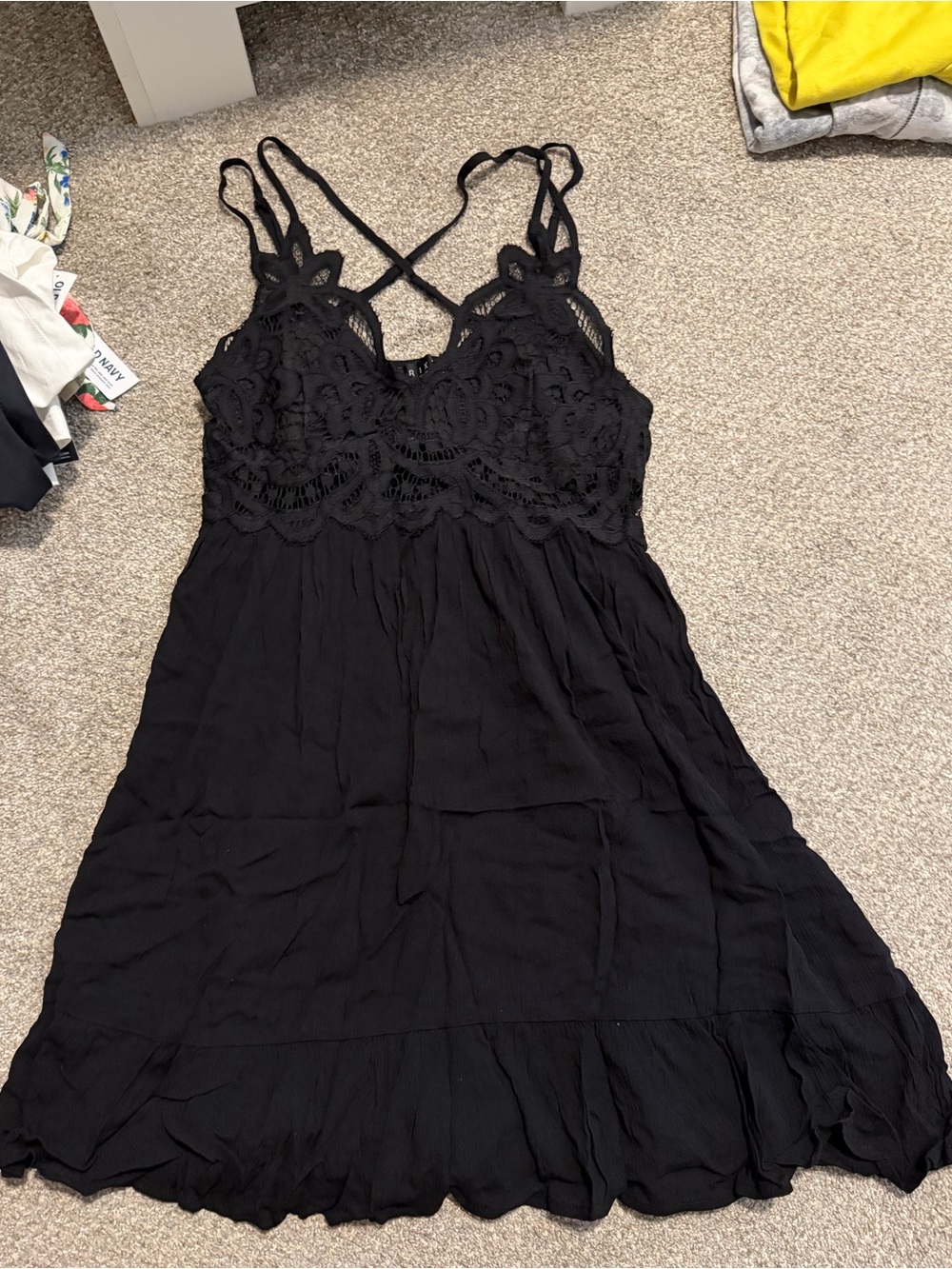 Black Lace Bodice Summer Dress